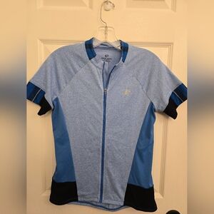 Medium Pearl Izumi Light and Dark Blue Cycling Jersey, Full Zip, 3 Pockets, EUC